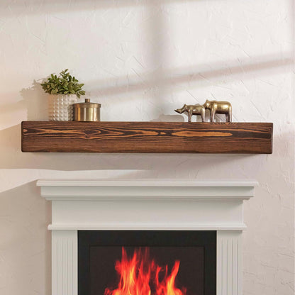 Adorwood Handmade Fireplace Mantel Shelf 72", Rustic Wood Mantles for Over Fireplace, Wall Mounted Floating Mantel Shelves for Living Room Decor (Light Walnut, 72Lx6Hx8D)