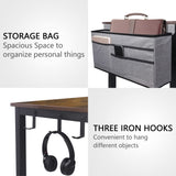 AHB 47" Rolling Computer Desk with 4 Smooth Wheels and 3 Iron Hooks, Simple Style Mobile Writing Desk Home Office Study Table Movable Workstation with Metal Frame AHB