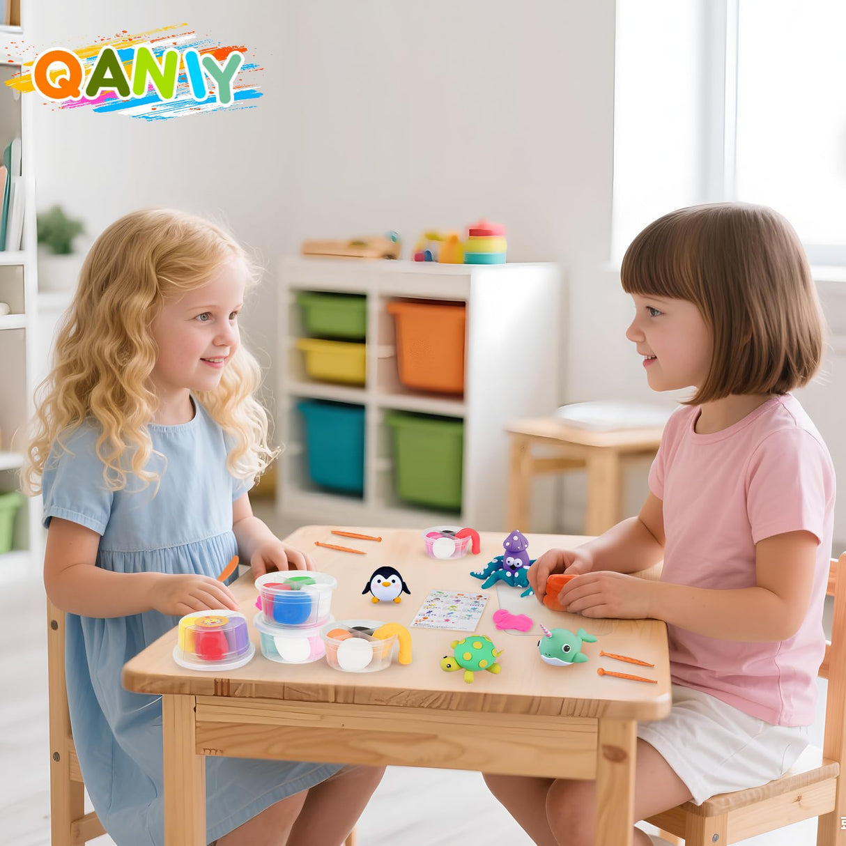 Air Dry Clay for Kids,Modeling Clay Kit,14 Species of Marine Life DIY Molding Clay Art Crafts Set,Ultra Light & Soft,Safe Non-Toxic,Toys Gifts for Age 4 5 6 7 8+ Years Old Boys Girls Kids QANIY