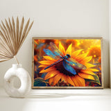 Sunflower Diamond Art Kits for Adults, 5D Dragonfly Diamond Painting Kits for Beginners DIY Full Drill Diamonds Painting Pictures, Diamond Gem Art Painting DIY Crafts Kit for Decor Gift 16x12inch Genius maker