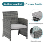 OC Orange-Casual 5 Piece Patio Furniture Set, Wicker Outdoor Conversation Chair and Ottoman Set with Coffee Table, Pillows Included, for Balcony, Porch, Deck, Light Grey OC Orange-Casual