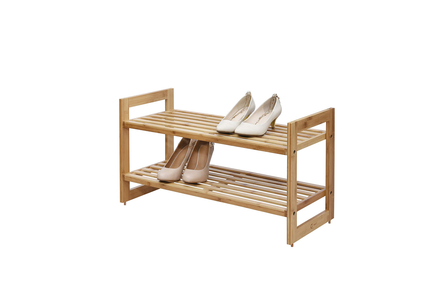 TRINITY Basics 2-Tier Stackable Bamboo Shoe Rack - (2 Pack) (TBFLNA-24112)