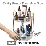Asayuee 360 Rotating Makeup Organizer,2 Tier Large Capacity Make Up Organizers and Storage,Skincare Perfume Vanity Organizers,Bathroom Cosmetics Storage Organizer Countertop(Clear-2 Tier) Asayuee