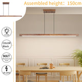 Mikeru Linear Chandelier, 47" Modern Chandelier Walnut LED Dimmable 3000k-6000k Wood LED Pendant Light, Hanging Light Fixture for Restaurant Bar Office Living Room Mikeru