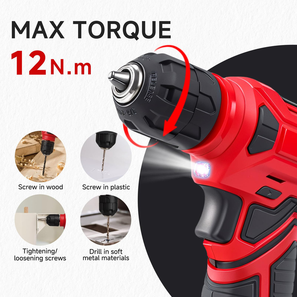 Tool Set - Tool Kit with 8V Cordless Drill, 132 Piece Tool Box with Drill, Home Tool Kits for Men & Women, Hand Drill Set Perfect for Homeowner, Diyer, Handyman - Red prekull