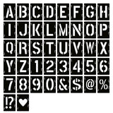 2 Inch Letter Stencils Symbol Numbers Craft Stencils, 42 Pcs Reusable Alphabet Templates Interlocking Stencil Kit for Painting on Wood, Wall, Fabric, Rock, Sign, DIY Art Projects YEAJON