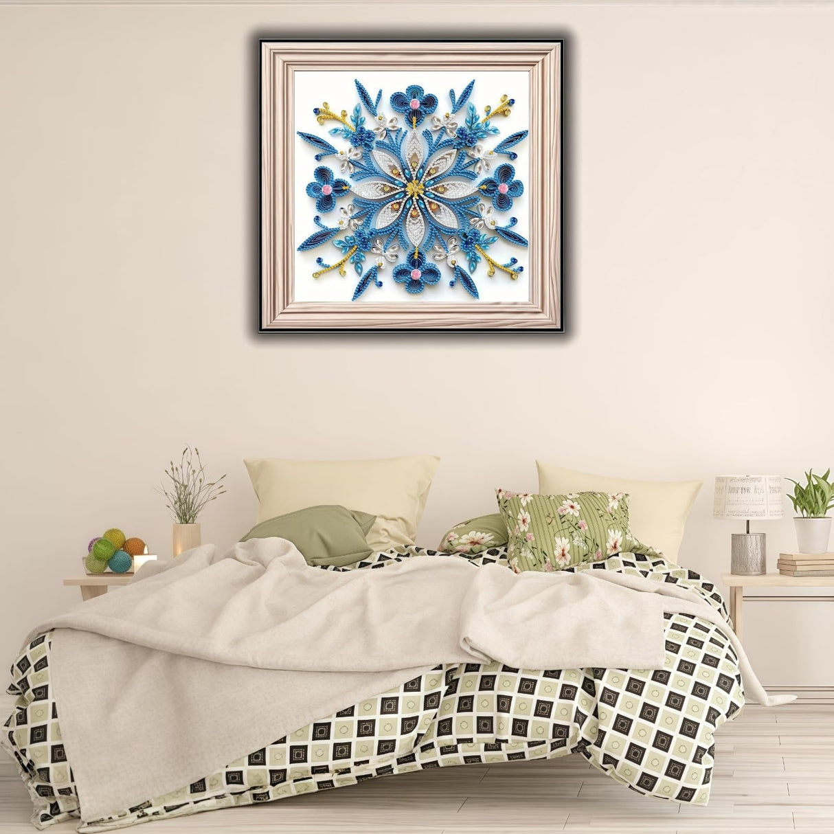 BYGFHLYW 5D Crystal Art Diamond Painting Kits for Adults, Elegant Blue Mandala Flower Diamond Art Kits for Adults Beginner, DIY Diamonds Dot Gem Painting for Home Wall Decor 11.8x11.8inch BYGFHLYW