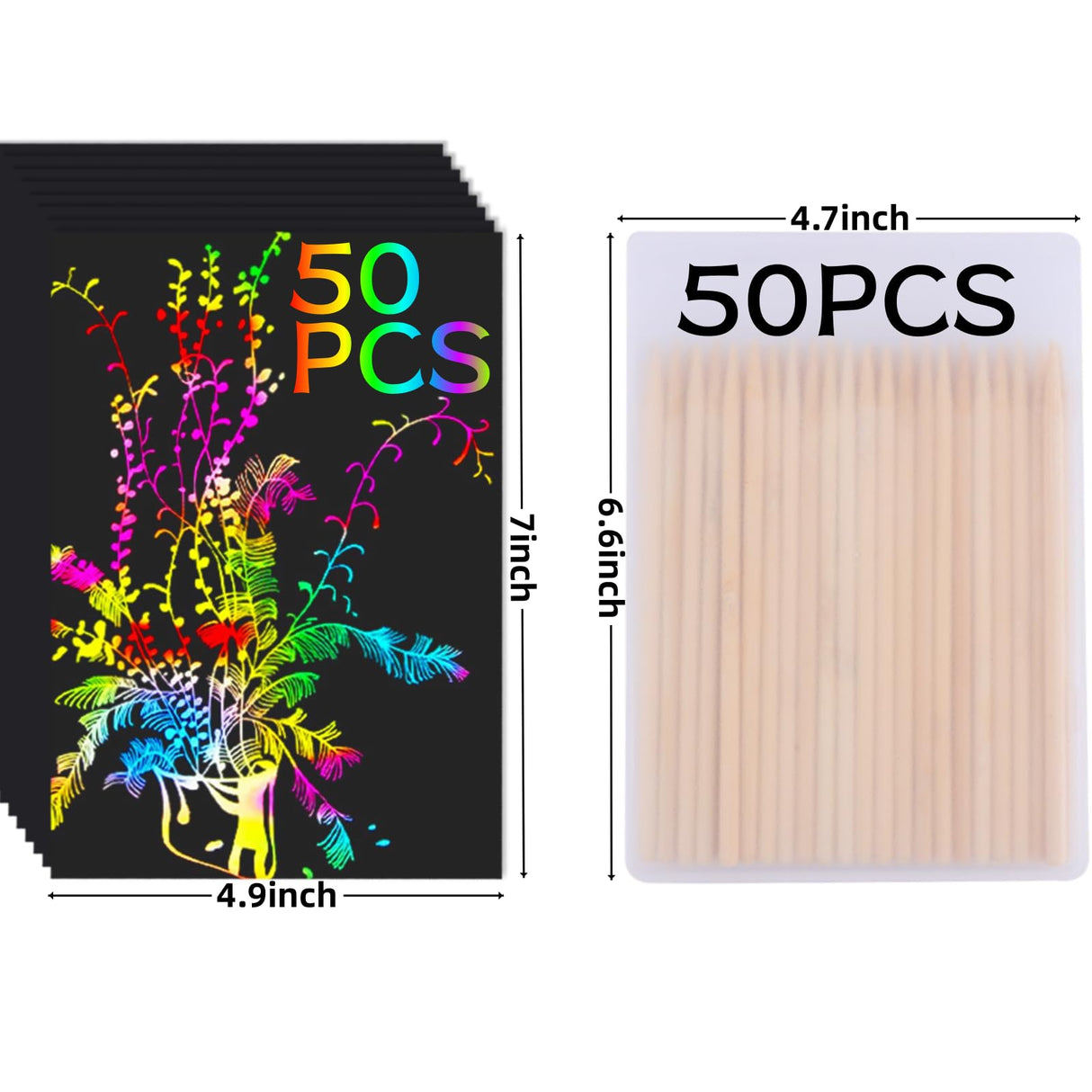 Cityrosy Scratch Art Paper Rainbow Sets 100 Pcs-Black Magic Scratch Off Craft Set for Kids Classroom Supplies Kits for Age 3-12 Kids Party Games Cityrosy