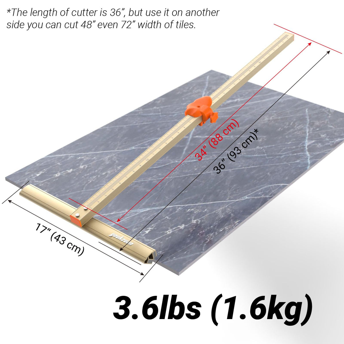 youkzuan Portable Tile Cutter Hand Tool with Ergonomic Handle Accurate Tile Cutting, Tungsten Carbide Scoring Wheel, Effortlessly Achieve Professional Cuts, Suitable for Home Renovation and DIY youkzuan