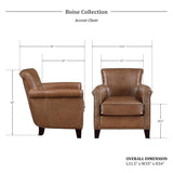 Lexicon 100% Top Grain Genuine Leather Chair, Leather Accent Chairs for Living Room, Solid Wood Frame, Rolled Armrest & Nailhead Trim, Comfy Reading for Bedroom, Office, Waiting Room, Brown Lexicon