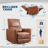 IDEALHOUSE Swivel Rocking Nursery Recliner Chair Rocker Recliner Glider Deep Seat PU Leather Sofa Chair with high Backrest for Nursery, Living Room, Bedroom & Home Movie Theater (Chocolate) IDEALHOUSE