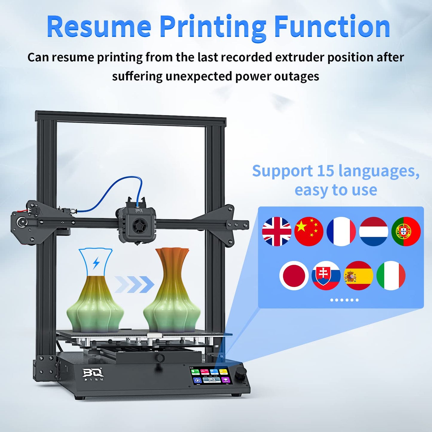 BIQU 3D Printer, B1 SE Plus Auto Leveling 3D Printers, DIY FDM Printer with Large Print Size 310x310x340mm/12.2x12.2x13.38in 32bit Silent Motherboard Resume Printing Function Touch Screen