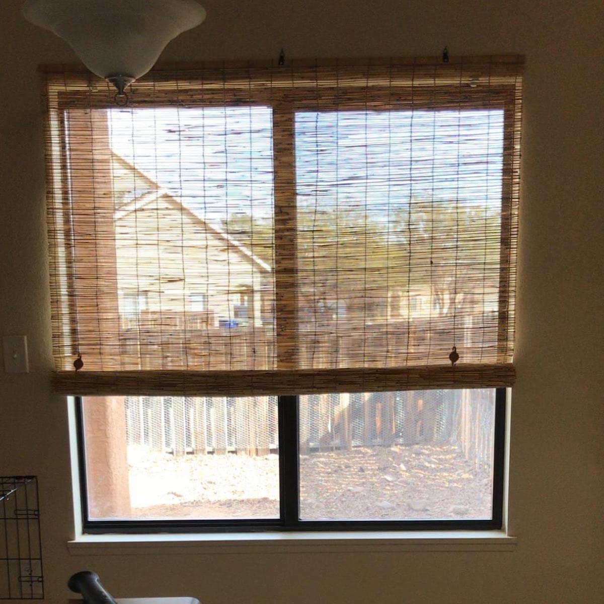 Cordless Roller Shades, Bamboo Outdoor Roller Blinds Privacy 29" 33" 45" 57" 63" 37" 84" Blackout Roll up Window Blind with Thermal Insulated for Porch, Patio, Kitchen Translucent (Size : 61x72in(WxH SAVYS