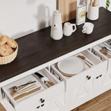 Redlife Farmhouse Sideboard Buffet Cabinet with Storage, Wood Coffee Bar Cabinet, 55" Sideboard with 3 Drawers, Farmhouse Buffet Cabinet for Dinning Room, Kitchen, Living Room, White Redlifeᅟᅠ