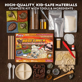 Playz Fossil Digging Kit for Kids Ages 6-12 – Dinosaur Fossil Excavation Tools, Paleontology Volcano Lab & Mining Activity Set Playz