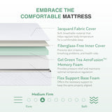 Queen Mattress in a Box, 8 inch Mattresses for Platform Bed Double Size Daybed, Green Tea Memory Foam Medium Firm MLILY