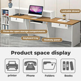 Nuipesn Reception Desk, Front Desk Reception Counter with Shelf & Lockable Drawers,Reception Table with Private Panels for Office,Beauty Salon (Gray Grain + White/Right, 59" L*24" W*39" H) Nuipesn