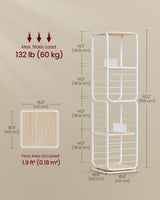 VASAGLE 4-Tier Rotating Corner Bookshelf with Bookends in Cloud White VASAGLE