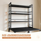 Lekereise Cat Litter Box Enclosure, Large Hidden Litter Box Furniture with Removable Waterproof Cover, Kitty Litter Box Furniture with 3-Tier Adjustable Shelves Storage and Wheels (70.87”H, Black) Lekereise