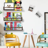AZSKY Nursery Book Shelves 24 in Set of 3 Walnut Floating Bookshelf for Kids Room Wall Mounted Floating Shelves Solid Nursery Bookshelf Perfect Decor for Kitchen Bedroom Living Room AZSKY