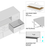 Simoretus Dresser with Charging Station and LED Light for Bedroom 8 Fabric Drawers with PU Finish Long Wide Dresser Chest of Drawers Open Shelf for Living Room TV Stand Closet Hallway (White) Simoretus