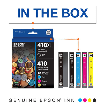 EPSON 410 Claria Premium Ink High Capacity Black & Standard Color Cartridge Combo Pack (T410XL-BCS) Works with Expression Premium XP-530, XP-630, XP-640, XP-7100, XP-830