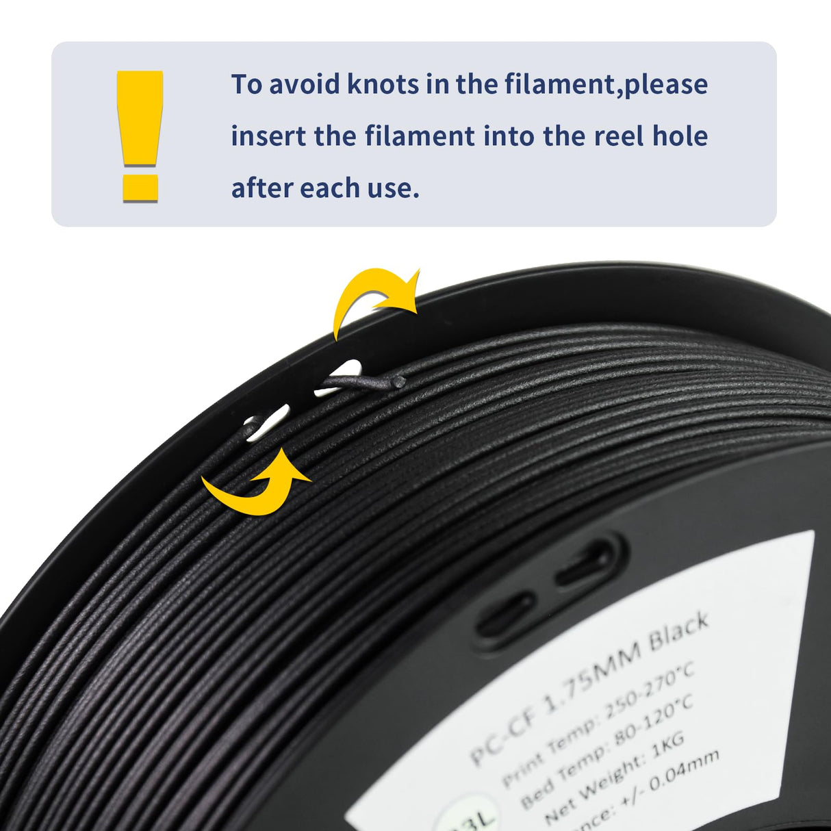 YXPOLYER Carbon Fiber PC Filament Tough Carbon Fiber Polycarbonate 1.75mm PC-CF 3D Printer Filament 1kg/2.2lb, Excellent Strength, Rigidity and Heat Resistance 3D Engineering Material Filament, Black yxpolyer