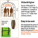Metal Garden Arch,7.8 Feet High x 5.5 Feet Wide Sturdy Metal Arbor with Sharp Ends for Climbing Vines and Plants,Weddings Quinceaneras Party Decoration LeJoy Garden