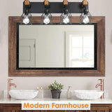 Farmhouse Vanity Light Fixture,4-Light Bathroom Lighting,Black Industrial Wood Wall Light Over Mirror with Metal Shade,LED Bulbs Included vivihobb