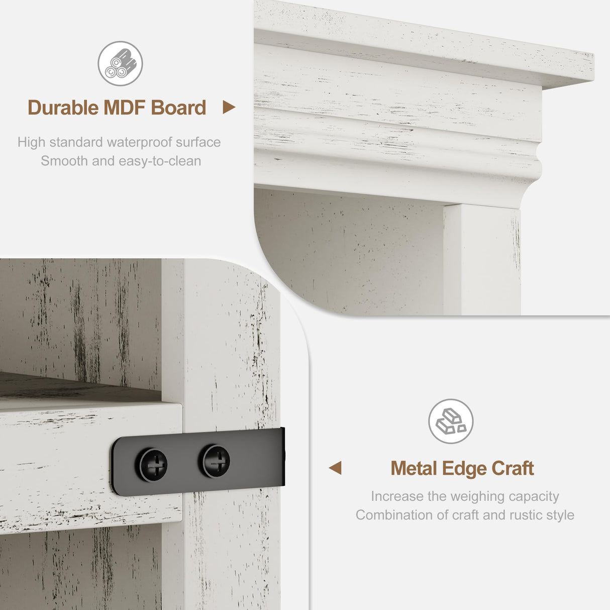 5 Tier Book case with Cabinet, Farmhouse Book Shelf with Storage Doors, 68.7" Tall Wooden 5 Shelf Book Case for Home Office, Living Room, Bed Room-(White, 68.7" H x 31.5" W x 12.9" D) GarveeHome