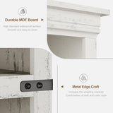 5 Tier Book case with Cabinet, Farmhouse Book Shelf with Storage Doors, 68.7" Tall Wooden 5 Shelf Book Case for Home Office, Living Room, Bed Room-(White, 68.7" H x 31.5" W x 12.9" D) GarveeHome