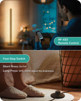 EDISHINE Wooden LED Corner Floor Lamp, Minimalist Dimmable Stick Light with Remote, Modern Standing Light for Living Room, Bedroom, Office, 7 Color Temperature 2700~6000K, 46" EDISHINE