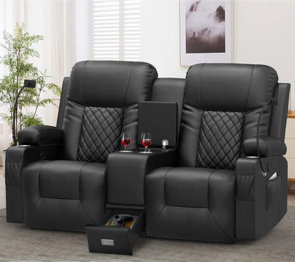 YONISEE Large Loveseat Recliner, Loveseat Recliner Sofa with Storage Console, Recliner Chair with USB Ports, 2 Cell Phone Holders, Cup Holder, Loveseat Couch for Living Room