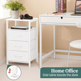 Yoobure Night Stand with Charging Station, 16 Colors LED Nightstand with USB Ports and Outlets, End Table with 3 Fabric Drawers and Storage Shelf, Bedside Tables Small Dresser for Small Space White Yoobure