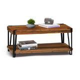 Ryegate 42-Inch Coffee Table – Solid Acacia Wood Live Edge Top with Lower Shelf and Metal Frame Base – Rustic Industrial Modern Living Room Center Table by Alaterre Furniture (Natural) Alaterre Furniture