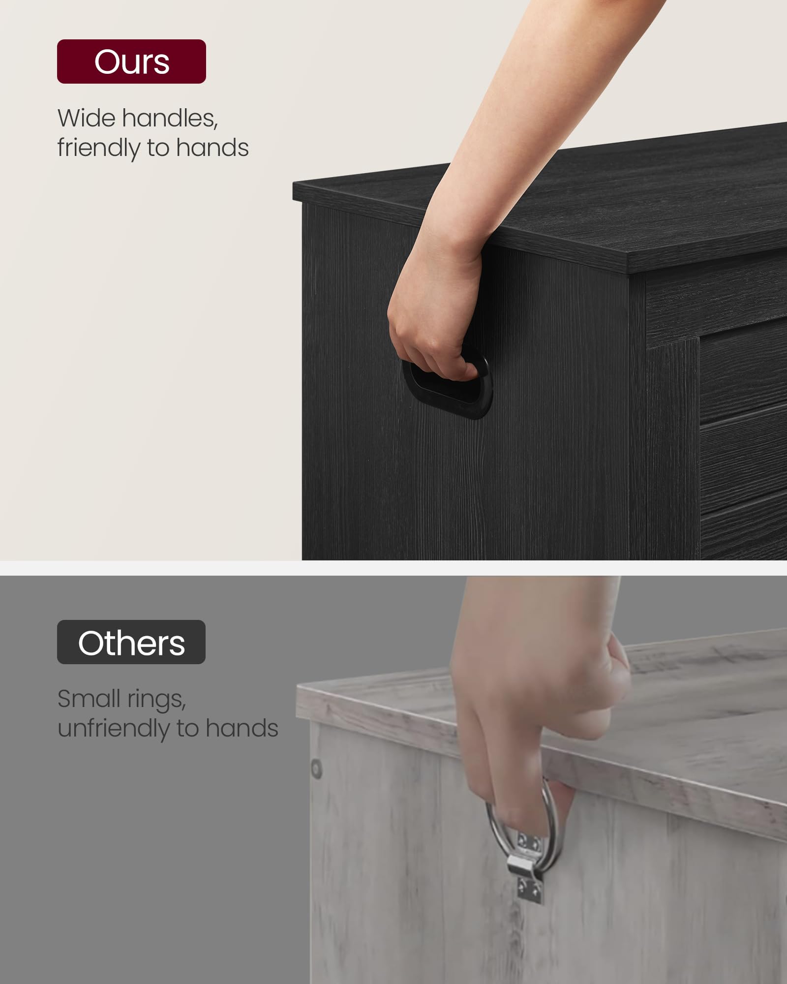 VASAGLE Storage Chest, Storage Trunk with 2 Safety Hinges, Storage Bench, Shoe Bench, Farmhouse Style, 15.7 x 39.4 x 18.1 Inches, for Entryway, Bedroom, Living Room, Ebony Black ULSB061B01 - WoodArtSupply