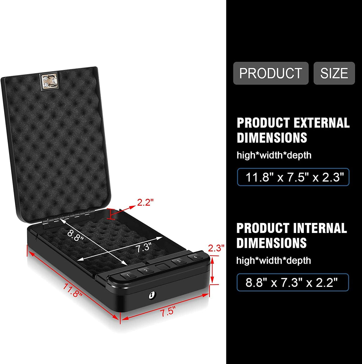 Gun Safe for Pistol, Quick Access Handgun Safe Firearm Lock Box,Gun Case for Home/Car/Travel - Keypad/Key Access,Silent Mode (PIN Code Version) LANGGER V