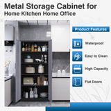 PEUKC Metal Garage Storage Cabinet, 71 Inch Tall Storage Cabinet with Adjustable Shelves & Locking Doors, Tool Cabinets for Garage,Office,Home,School,Gym Storage (Grey+Black) PEUKC