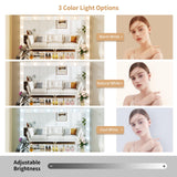 VOWNER Vanity with Lighted Mirror - Makeup Vanity Desk with Glass Top, 7 Drawers and Power Outlet, 3 Color Lighting Modes Adjustable Brightness, 44" Vanity Table with Stool for Women Girls, White VOWNER