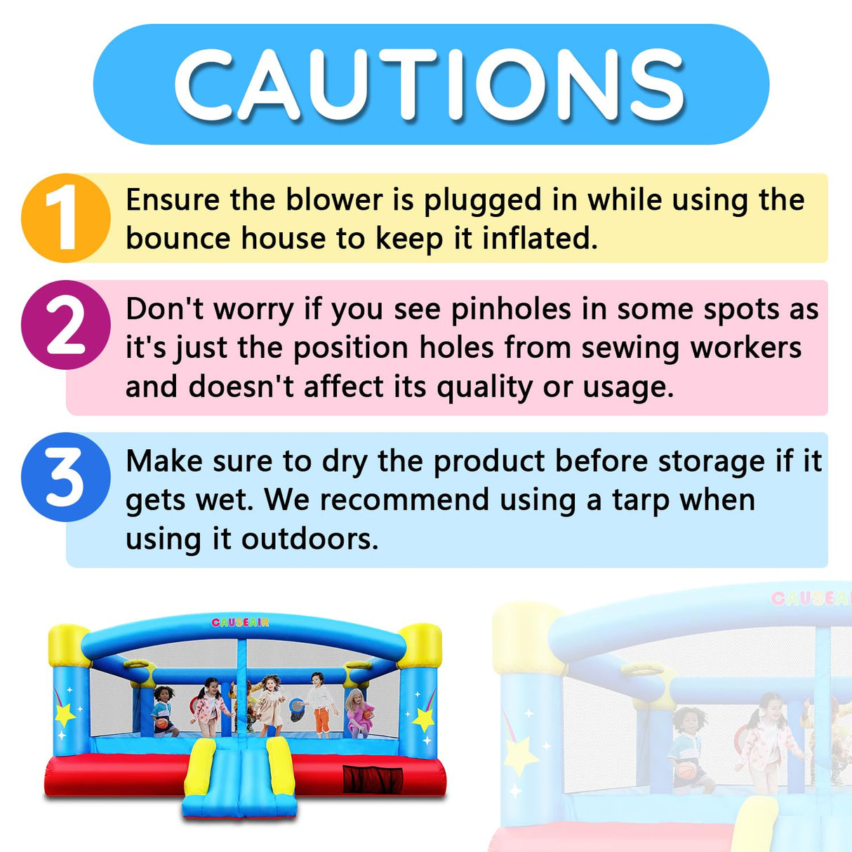 Causeair Big Inflatable Bounce House for Party Fun,15ft x 14.8ft,Double Basketball Hoop,Throw Ball Game,Reinforced PVC Bounce Floor,Jumping Bouncy Castle Holds 6 Kids causeair