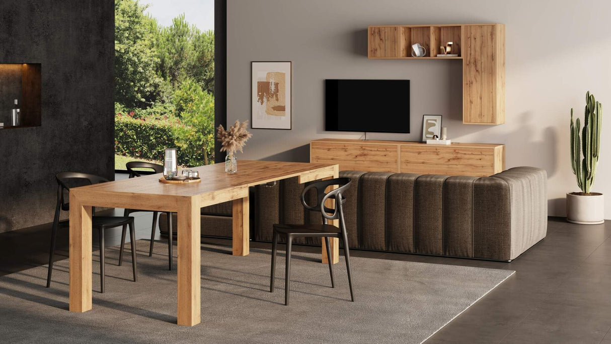 Mobili Fiver, Iacopo Extendable Dining Table, 55,1(86,6) x35,4 in, Walnut, for 6-10 People, Expandable Dining Table for Kitchen, Living Room, Italian Furniture Mobili Fiver