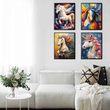 ZXQL 4 Pack Unicorn Paint by Numbers Kit for Adults Beginners, 12" Wx16 L Horse Paint by Numbers for Adults Rolled up Canvas for Painting Home Decor Creative Wall Art with Nice Gift Box ZXQL