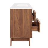 Modway Render Vanity Floor, Single Sink, Walnut White Modway