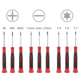 EFFICERE 9-Piece Precision Screwdriver Set | Phillips #0, #00, #000 | Flat 1.5mm, 2.0mm, 2.5mm | Torx T5, T6, T7 | Durable Chrome Vanadium Steel Shaft, Magnetic Tip, Ergonomic Grip, and Swivel End Cap EFFICERE