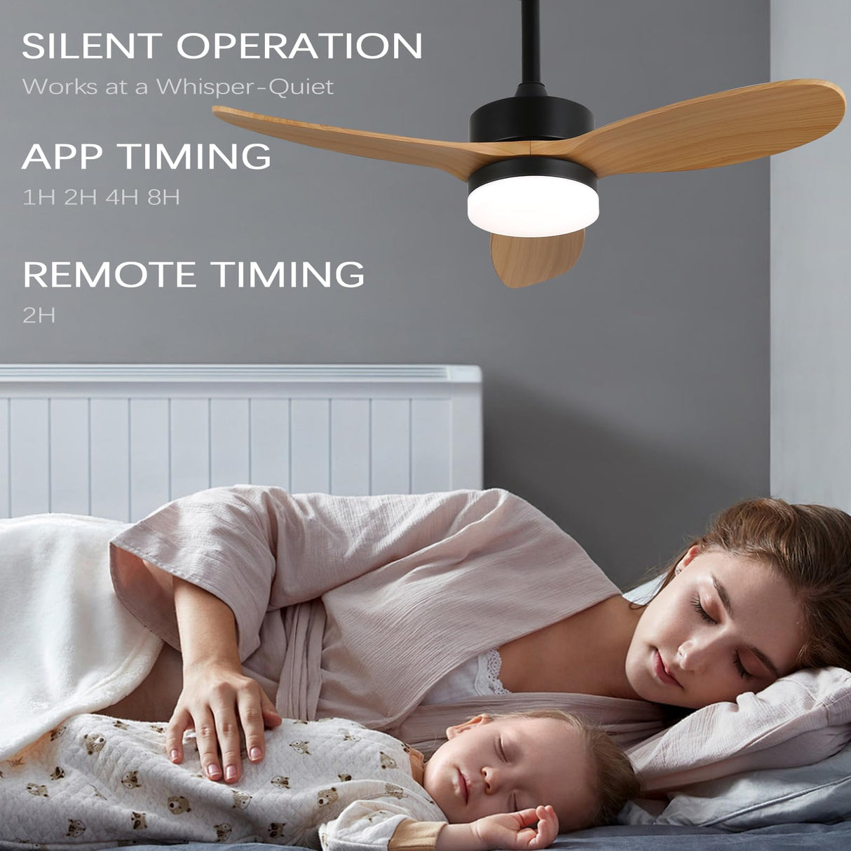 Finktonglan 36" Ceiling Fans with Lights and Remote Control, Black Farmhouse Ceiling Fan for Indoor and Outdoor, DC Motor Ceiling Fans with Two Rods for Patio, Living Room, Dining Room Finktonglan