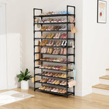 LANTEFUL 11 Tiers Tall Shoe Rack Holds 55 Pairs of Shoes with 18pcs Hooks Sturdy Wide Shoe Organizer Storage Free Standing Metal Shoe Shelf for Closet, Entryway Black LANTEFUL