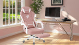 Vonesse Gaming Chair, Computer Chair Fabric with Pocket Spring Cushion, Office Chair with Footrest and Massage Lumbar Support, Reclining Gaming Chairs for Adults 250LBS (Pink) Vonesse