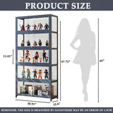 Display Cabinet, 5-Tier Curio Cabinet with Acrylic Doors, Bamboo Display Case for Figures, Display Case for Collectibles & Kids Bookcase for Home, Office, Playroom, Living Room Orixal