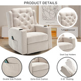 linting 330lbs Oversized Swivel Rocker Recliner Chairs Wide Seat Heavy Duty Fabric Reclining Chair, Plus Size Tufted Manual Rocking Glider Chair Recliners for Nursery, Beige linting