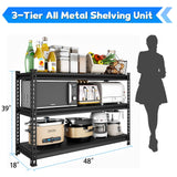 SDXYSTCE 48" W Garage Shelving Heavy Duty, 1500LBS Loads Adjustable Garage Storage Shelves, 3-Tier Metal Shelving Units and Storage Racks, Industrial Utility Shelf,48" Wx18 Dx39 H, Black SDXYSTCE